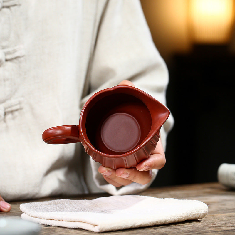 宜兴紫砂茶具260CC品质款分茶器 大红袍菊瓣公道杯纯手工制作