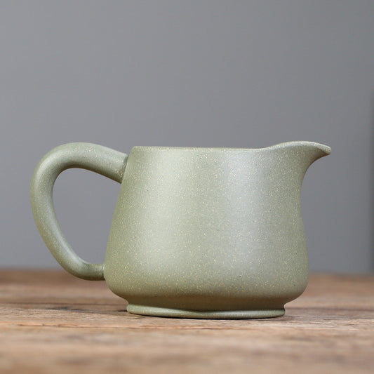 宜兴原矿手工紫泥紫砂盖杯茶壶茶具杯子豆青泥公道杯大容量杯子