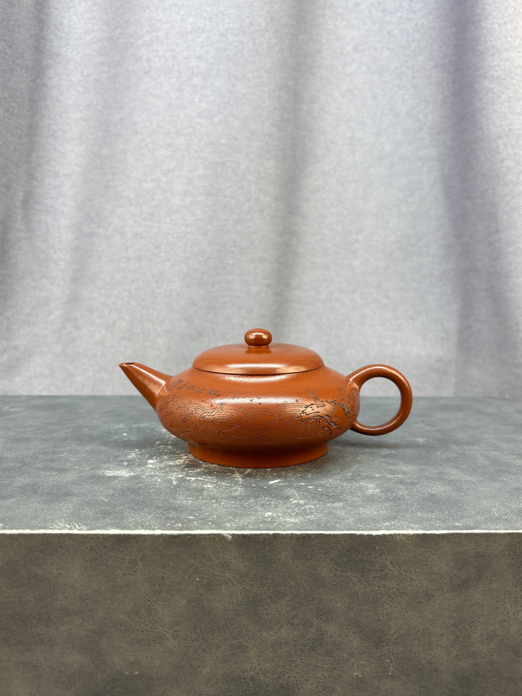 程辉大师 紫砂界功勋级领军人物·典藏臻品《碧波水平壶》原矿极品朱泥·230cc
