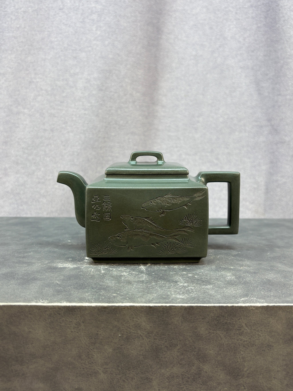 程辉大师 紫砂界功勋级领军人物·典藏臻品《亚明四方壶》原矿极品景舟绿泥·380cc