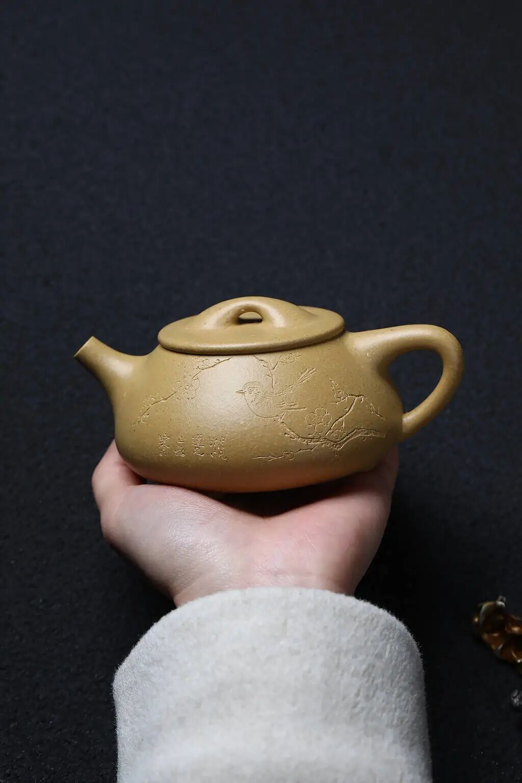 黄龙山梨皮本绿泥料制作的景舟石瓢容量180cc 全手工定制