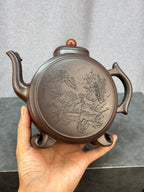 程辉大师特色佳作 中国陶瓷艺术终身成就奖·紫砂领军人物·程辉大师《松鹤同辉》原矿极品老紫泥·600cc