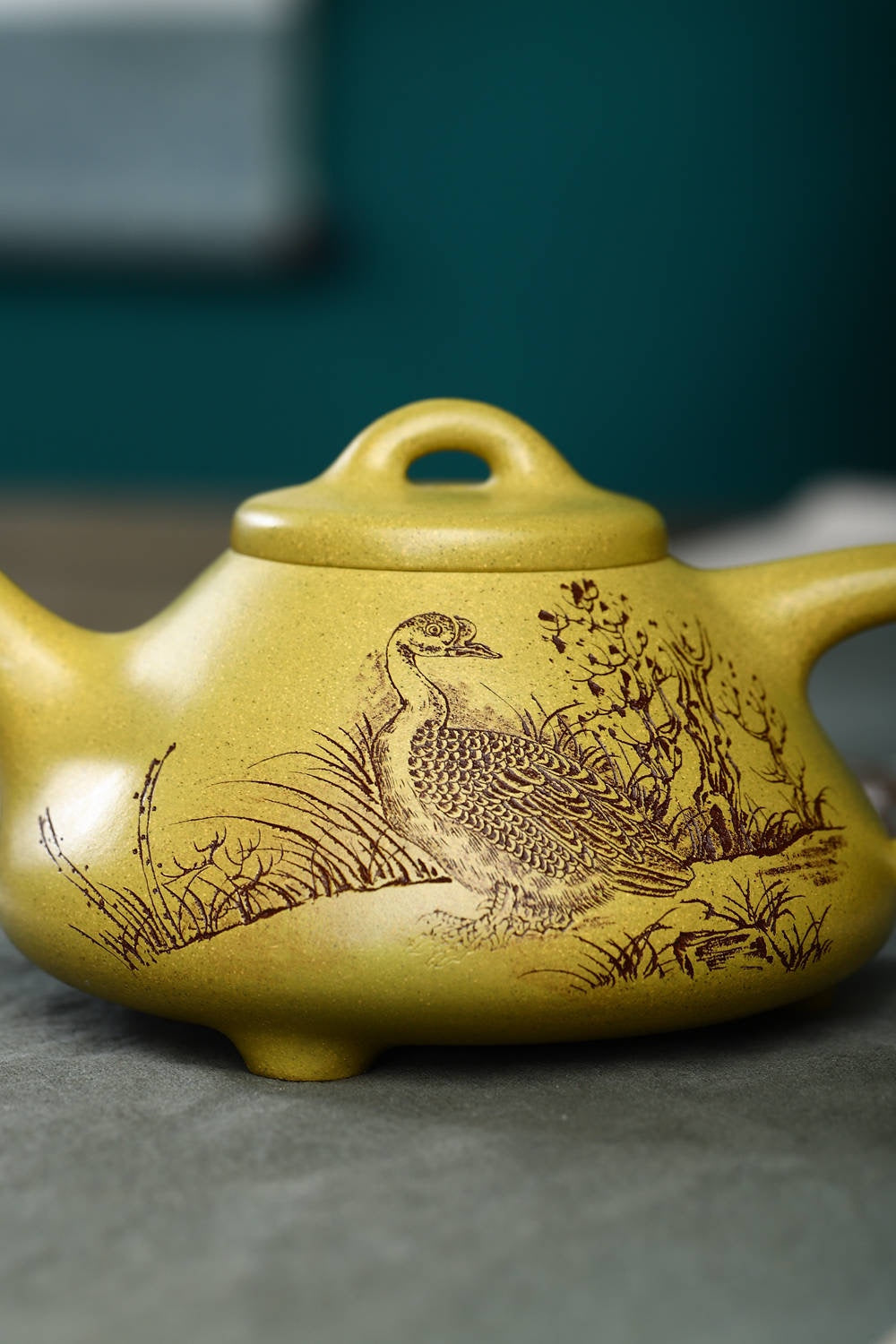 双工合作【子冶石瓢】 原矿冷黄金 容量280cc 作者钱云娇 国家级工艺美术师 刻绘 鲁号 国家级工艺美术师