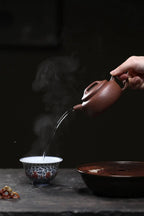 黄龙山原矿五彩段泥制作的过桥扁腹壶 容量为240cc 全手工定制