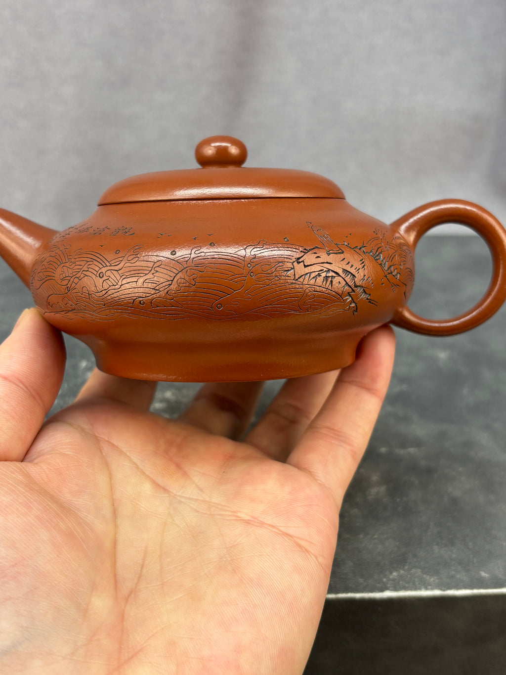 程辉大师 紫砂界功勋级领军人物·典藏臻品《碧波水平壶》原矿极品朱泥·230cc