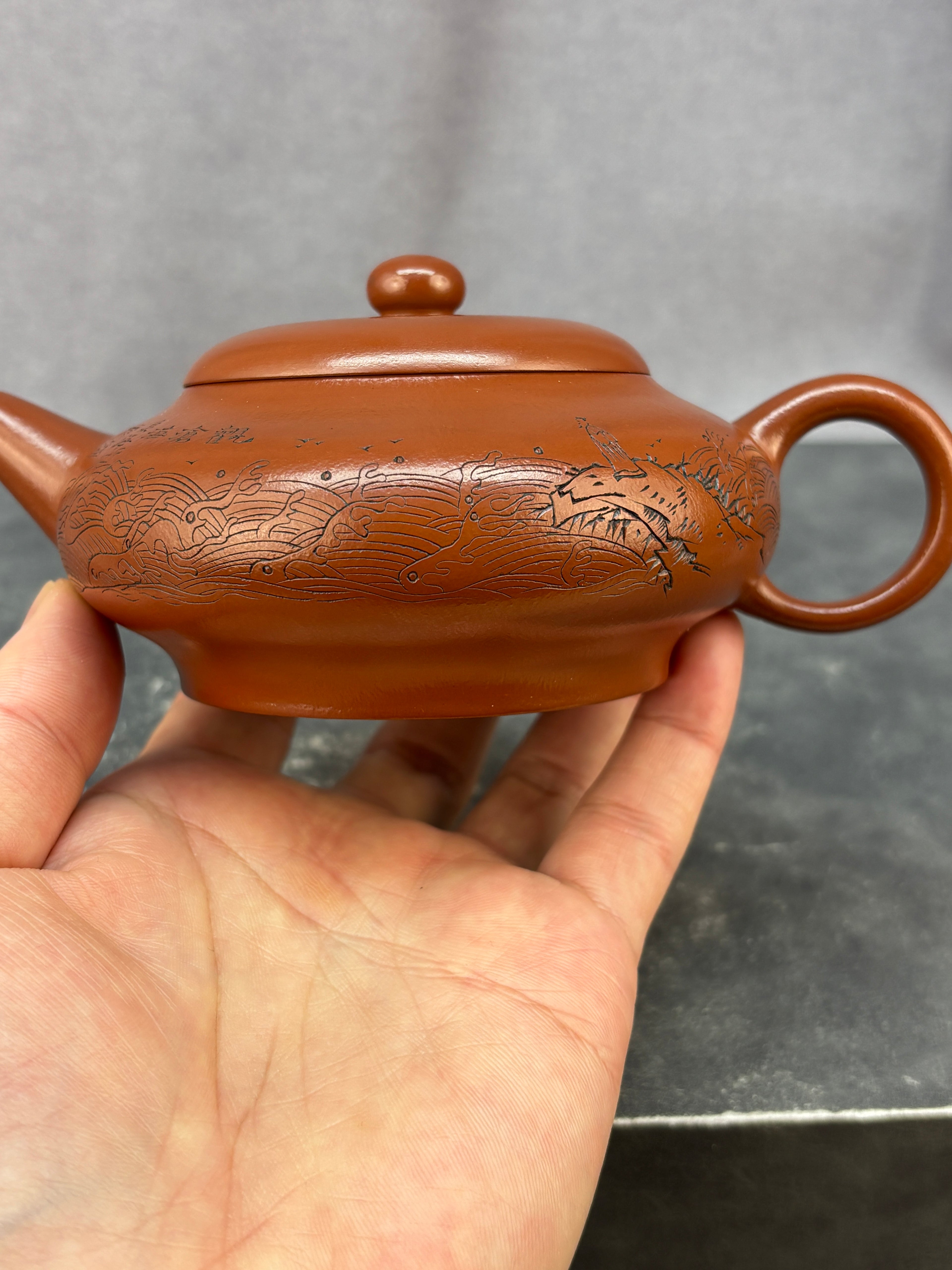 程辉大师 紫砂界功勋级领军人物·典藏臻品《碧波水平壶》原矿极品朱泥·230cc