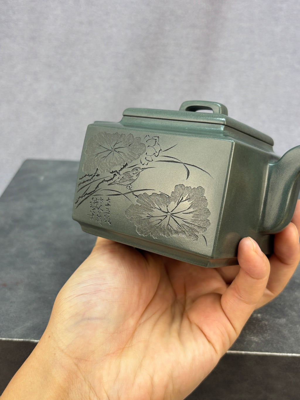 程辉大师 紫砂界功勋级领军人物·典藏臻品《亚明四方壶》原矿极品景舟绿泥·380cc
