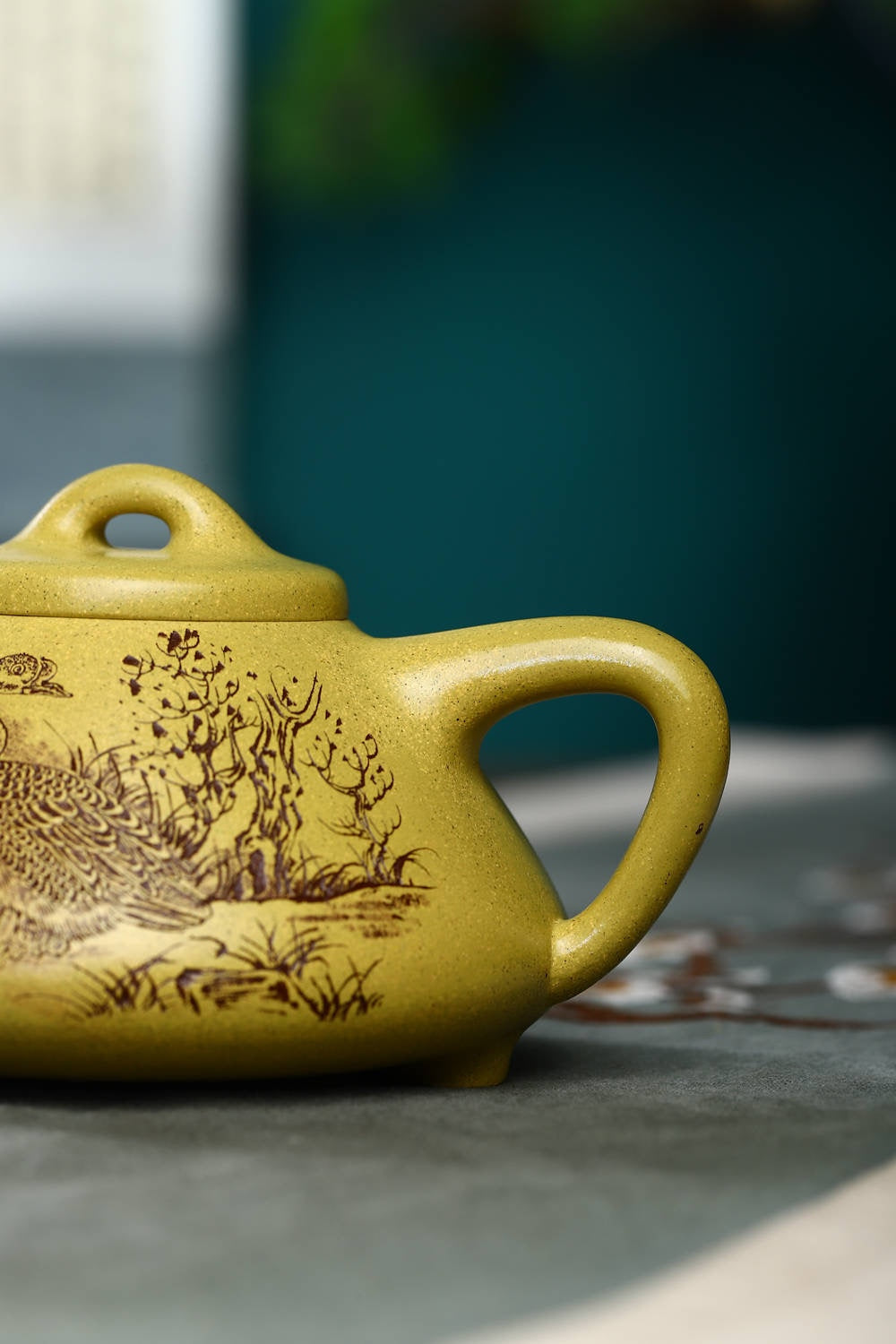 双工合作【子冶石瓢】 原矿冷黄金 容量280cc 作者钱云娇 国家级工艺美术师 刻绘 鲁号 国家级工艺美术师