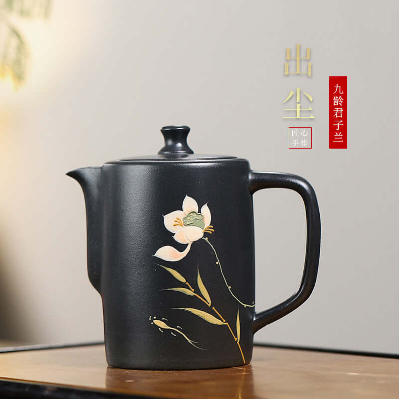 Handmade Yixing purple sand teapot with floral design, elevating traditional craftsmanship, perfect for Kung Fu tea sets.
