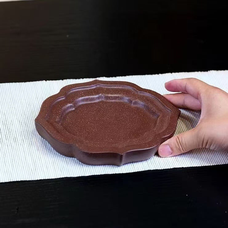 宜兴精品紫砂壶承茶托盘家用功夫茶具配件陶瓷养壶垫海棠花干泡台