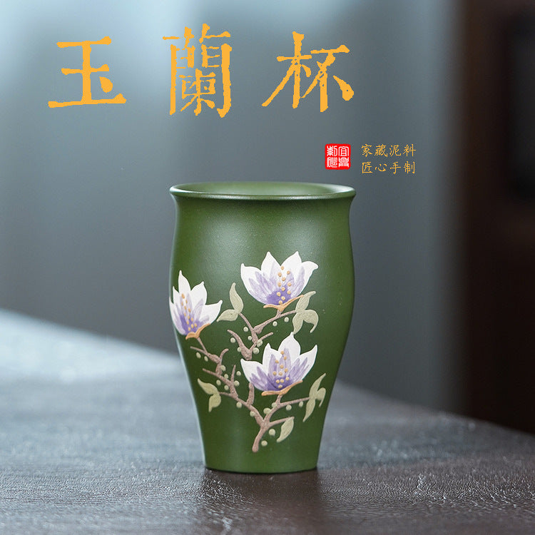 壶芝宴宜兴紫砂杯手工泥绘品茗杯玉兰杯主人杯单杯泡茶杯茶具