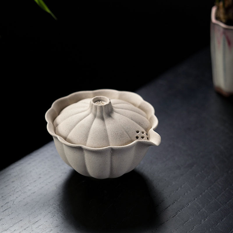 紫砂菊蕾盖碗三才碗200CC原矿白玉段泥茶具办公杯手工茶具壶