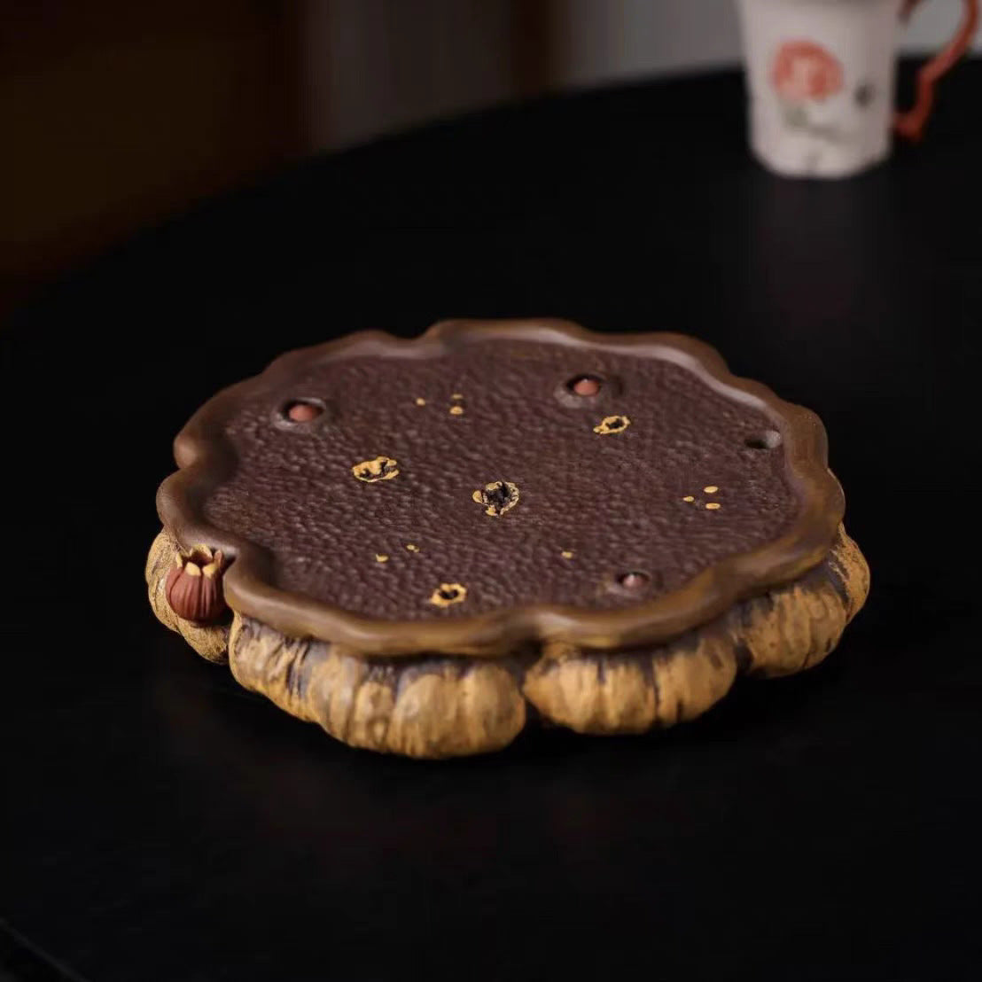 宜兴紫砂【莲蓬荷花壶承壶托】直径18CM创意可储水可做香插复古风茶盘茶具