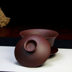 宜兴紫砂盖碗三才碗130CC批发家用泡茶具精品手工原矿紫泥