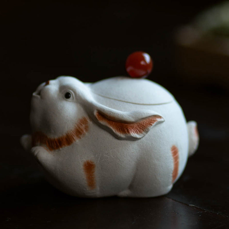 宜兴紫砂壶130CC原矿手工卡盖内网孔兔子手抓壶分茶器雕塑茶具泡茶盖碗