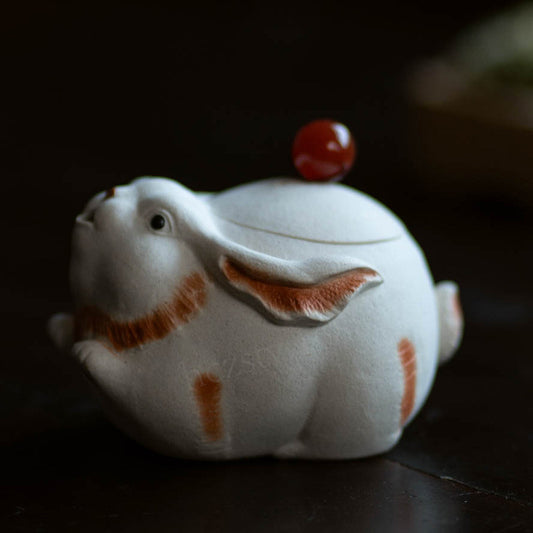 宜兴紫砂壶130CC原矿手工卡盖内网孔兔子手抓壶分茶器雕塑茶具泡茶盖碗