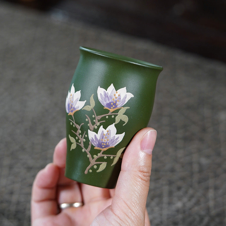 壶芝宴宜兴紫砂杯手工泥绘品茗杯玉兰杯主人杯单杯泡茶杯茶具
