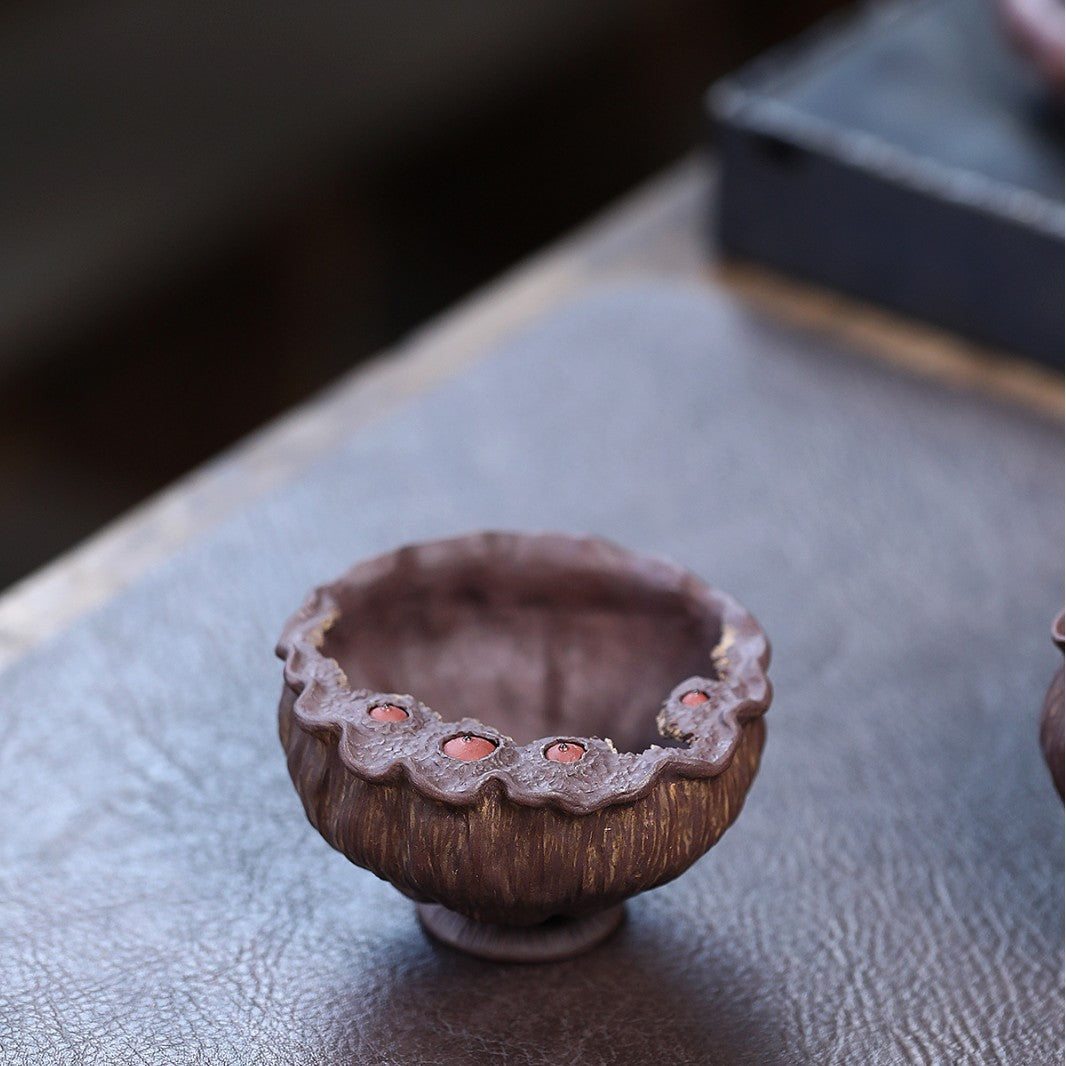 宜兴紫砂好运连连品茗杯莲蓬莲子主人杯公道杯原矿手工创意仿生器