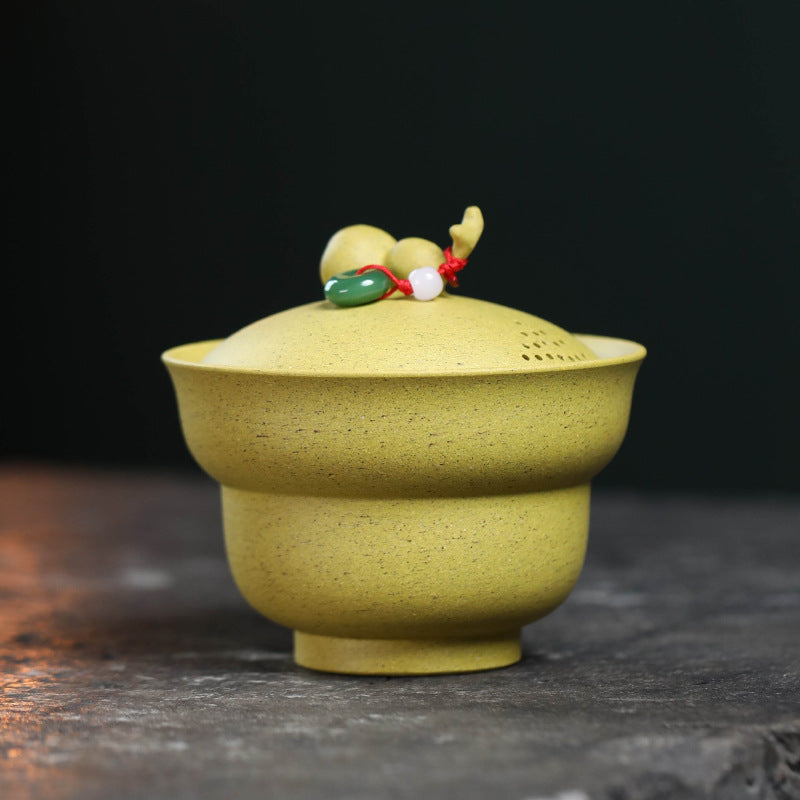 宜兴原矿紫砂杯二才盖碗120CC/100CC品茗杯葫芦蝴蝶主人杯分茶器功夫茶具泡茶