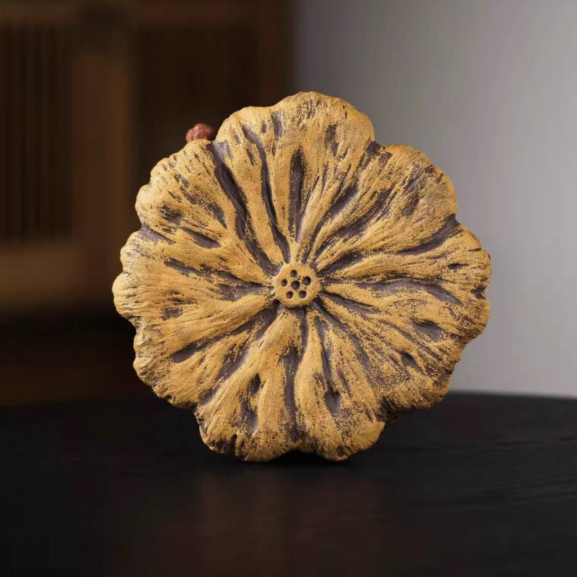 宜兴紫砂【莲蓬荷花壶承壶托】直径18CM创意可储水可做香插复古风茶盘茶具