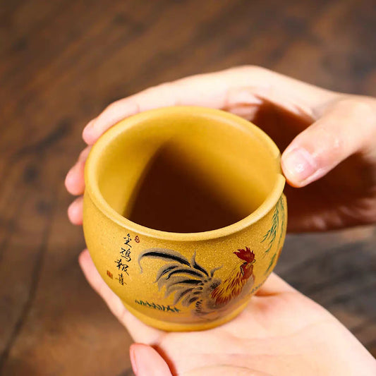 金鸡报喜源头厂家批发原矿紫砂段泥主人品茗杯茶杯直播一件代发