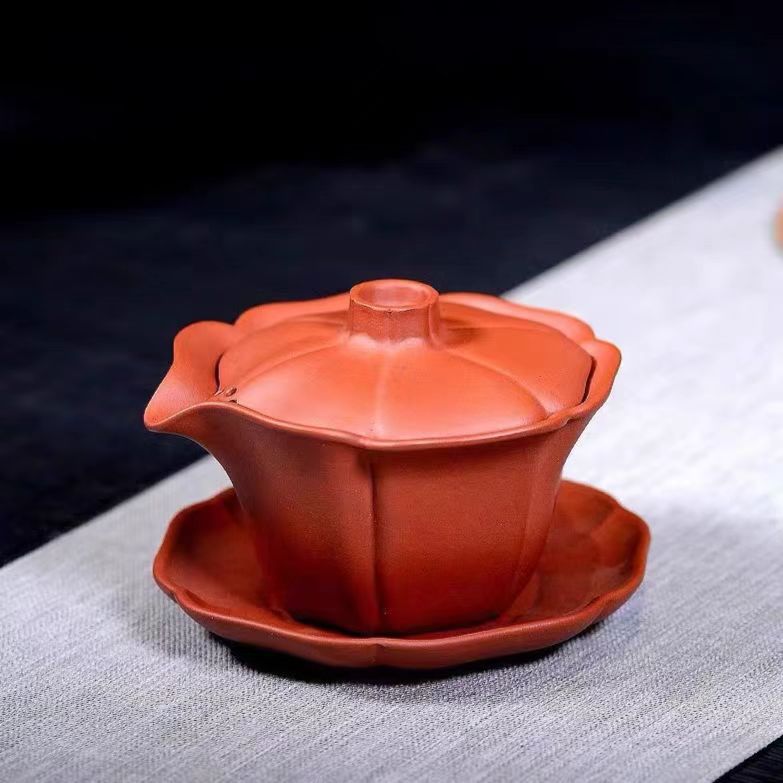 宜兴紫砂盖碗纯手工紫砂160CC三才盖碗泡茶碗功夫盖碗单个盖碗茶壶