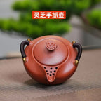 宜兴紫砂大红袍220CC快客旅行灵芝盖碗泡茶礼品茶具茶壶