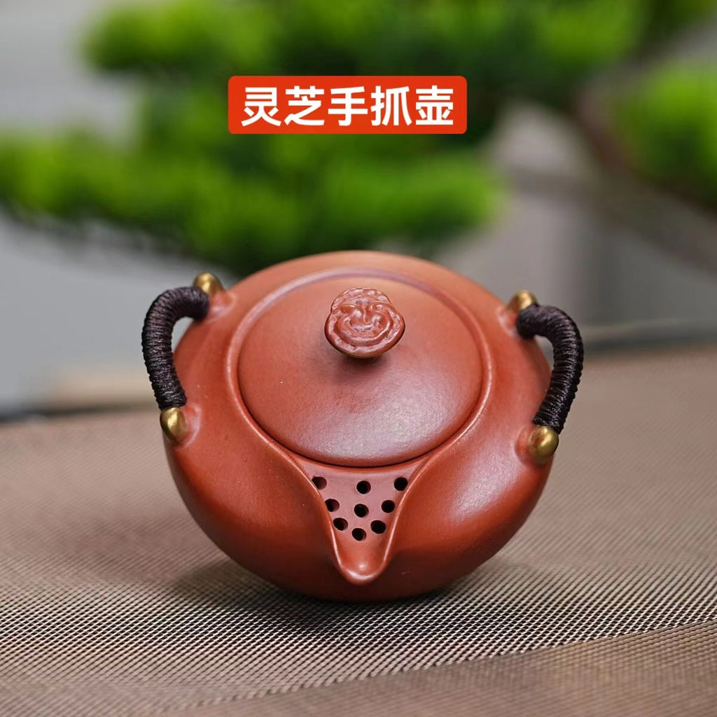 宜兴紫砂大红袍220CC快客旅行灵芝盖碗泡茶礼品茶具茶壶