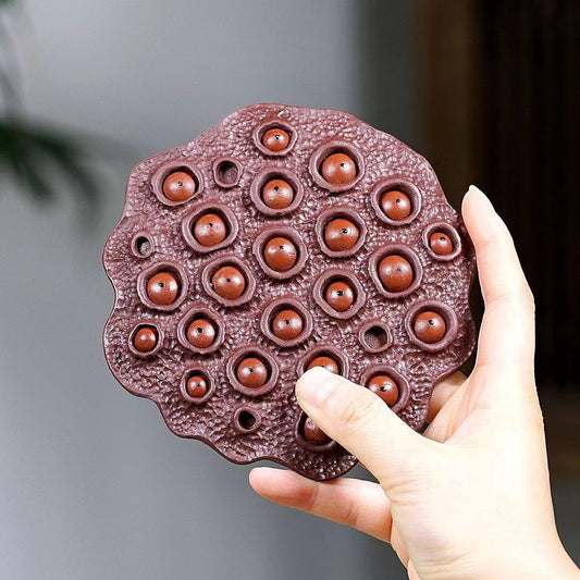 宜兴紫砂壶承茶托 直径13CM手工茶宠莲蓬干泡台 小茶盘家用养壶垫壶拖批发