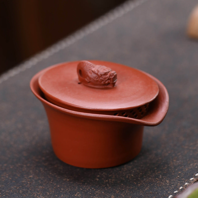 宜兴紫砂壶100CC元宝鱼化龙手抓壶公道杯手工分茶器盖碗创意茶道配件
