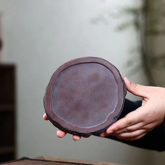 宜兴原矿紫砂壶承直径15.1CM批发纯手工堆绘茶桌摆件精品茶具配件中式龙壶托