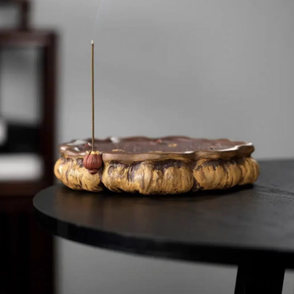 宜兴紫砂【莲蓬荷花壶承壶托】直径18CM创意可储水可做香插复古风茶盘茶具