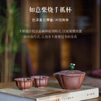 宜兴紫砂手抓壶龙骨金砂盖碗180CC复古手工茶具套装创意茶具一体莲蓬