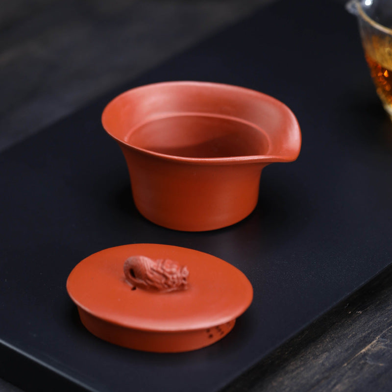 宜兴紫砂壶100CC元宝鱼化龙手抓壶公道杯手工分茶器盖碗创意茶道配件