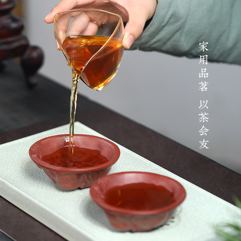 宜兴原矿紫泥主人杯批发紫砂品茗杯功夫茶杯纯全手工堆绘大象茶碗