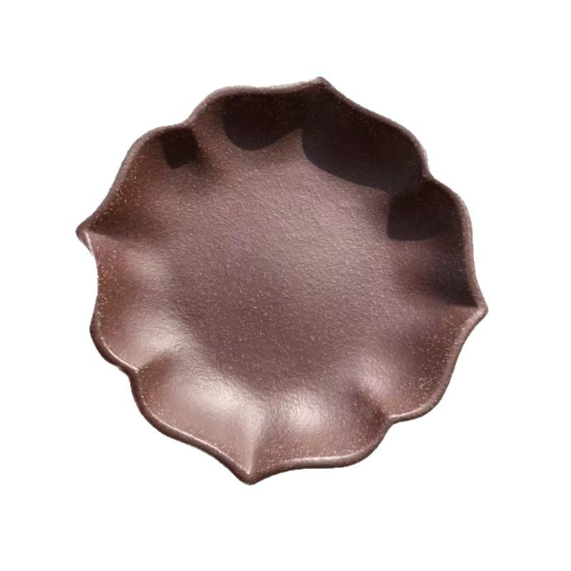 宜兴紫砂手工干泡台壶托壶承直径17CM干泡台茶盘杯垫菱花功夫茶具茶台配件