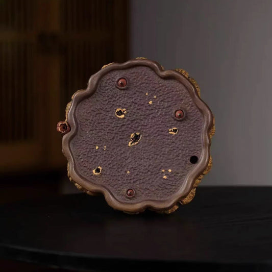 宜兴紫砂【莲蓬荷花壶承壶托】直径18CM创意可储水可做香插复古风茶盘茶具