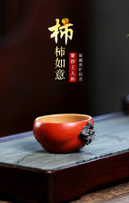 90CC紫砂柿子主人杯仿生器品茗杯茶碗盖碗事事如意杯花器茶具宜兴批发