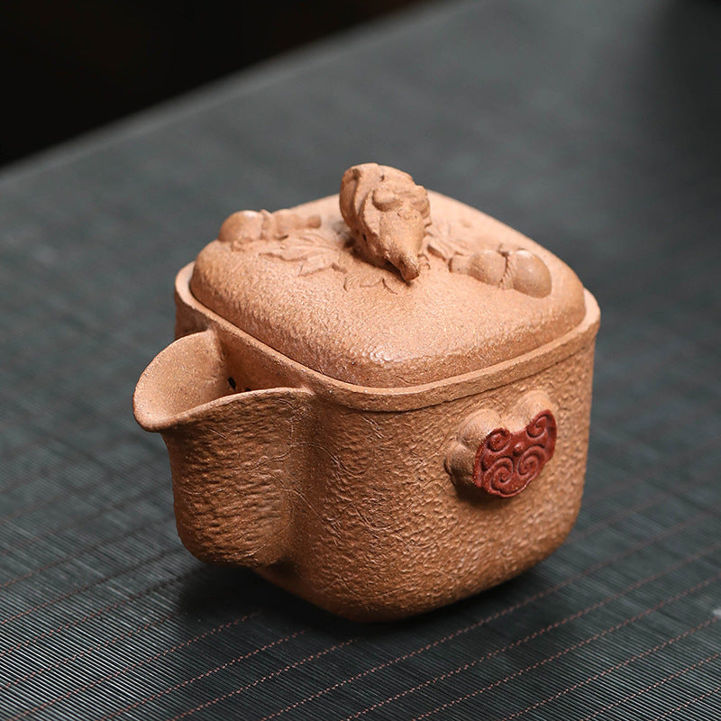 宜兴原矿紫砂160CC如意葫芦手抓壶分茶器泡茶杯茶具配件仿生公道杯盖碗