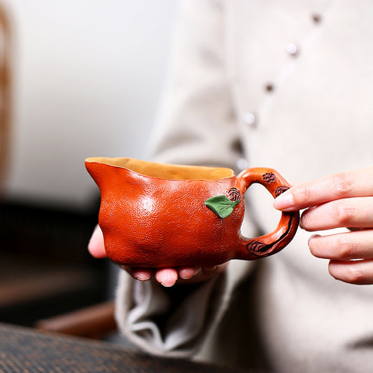 200CC宜兴紫砂公道杯石榴公道杯分茶器仿生器带把杯茶壶茶具配件