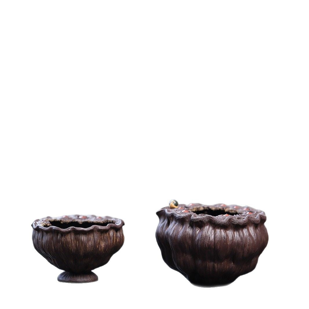 宜兴紫砂好运连连品茗杯莲蓬莲子主人杯公道杯原矿手工创意仿生器