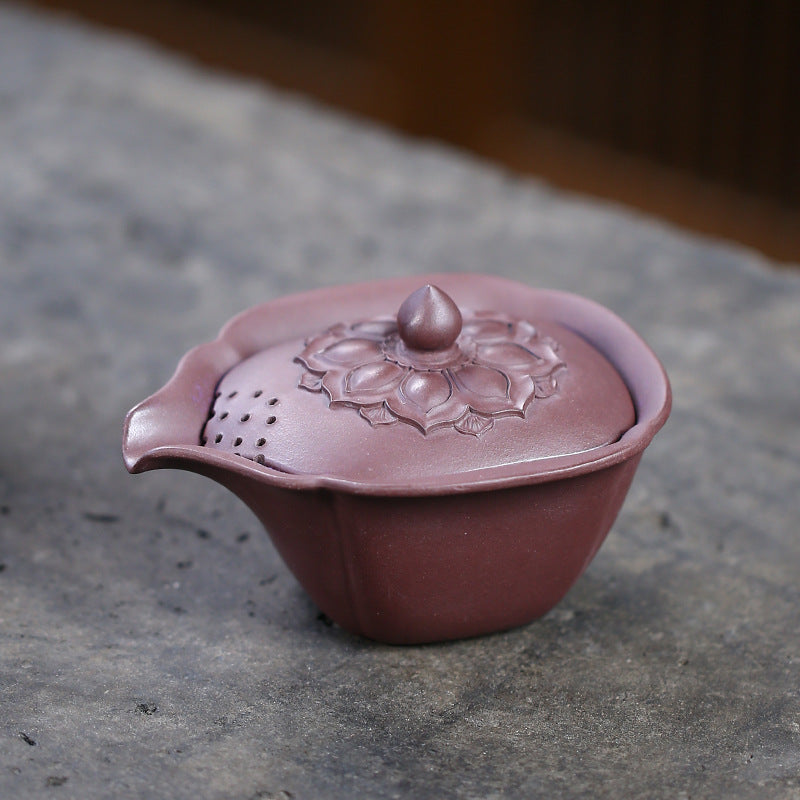 宜兴原矿紫砂降坡泥莲花手抓壶170CC分茶器过滤茶叶泡茶壶公道杯盖碗