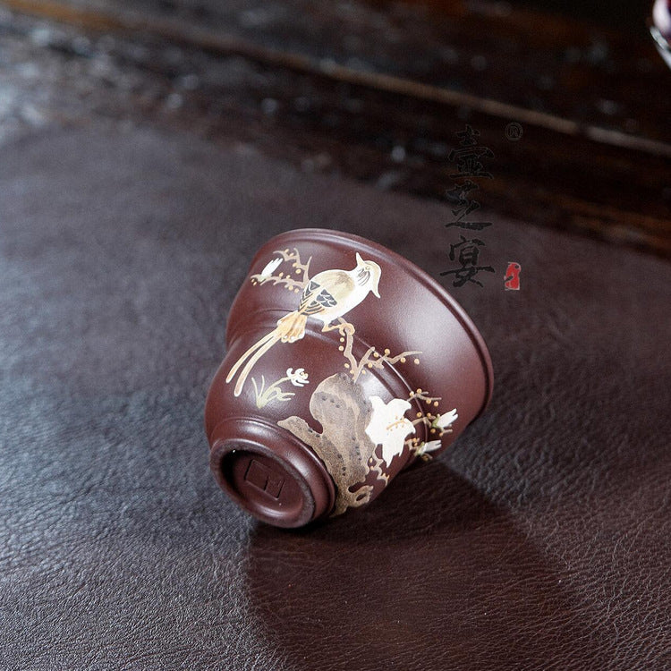 宜兴紫韵雀枝宜兴紫砂品茗杯主人原矿紫砂杯紫泥单杯紫砂茶杯功夫