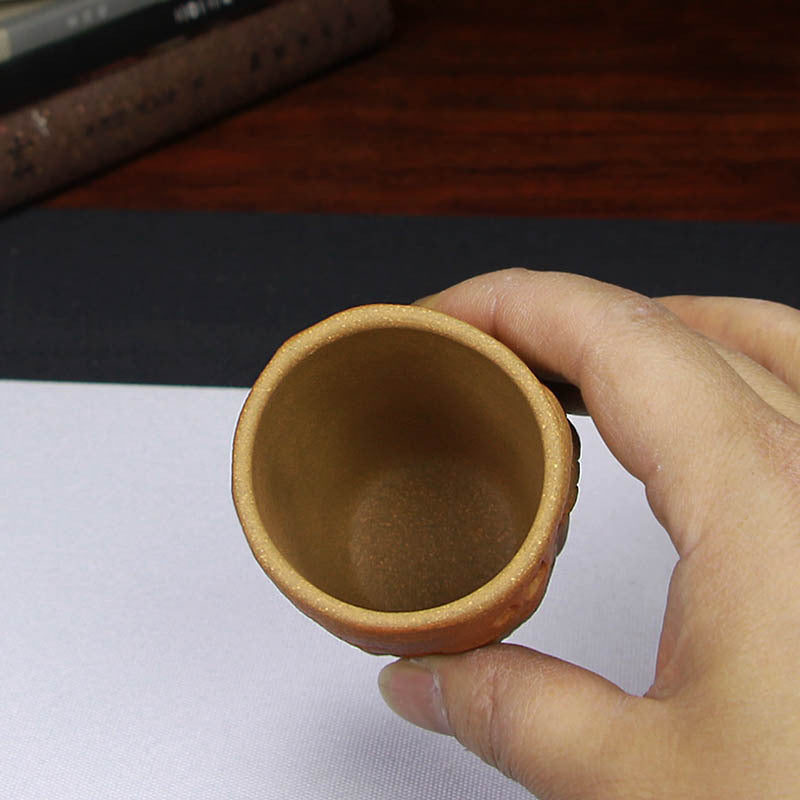 宜兴紫砂主人杯120CC创意中式手工浮雕品茗杯茶盅批发正宗段泥