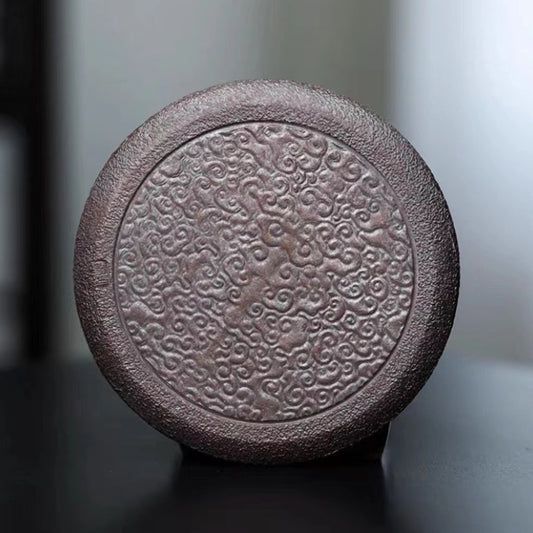 宜兴紫砂双龙戏珠壶承直径12CM创意祥云壶垫杯垫干泡盘壶托可养茶道 龙凤