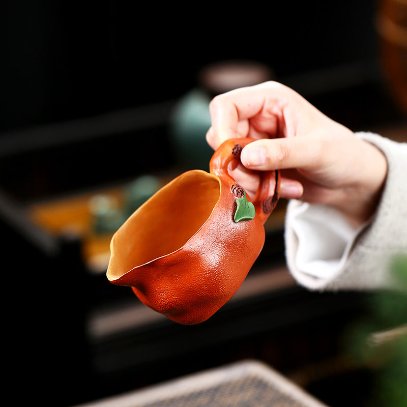 200CC宜兴紫砂公道杯石榴公道杯分茶器仿生器带把杯茶壶茶具配件