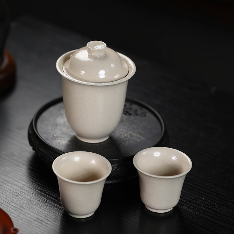 宜兴紫砂壶140CC/50CC茶杯冰裂釉盖碗主人杯品茗杯茶盏分茶器陶瓷茶具套装