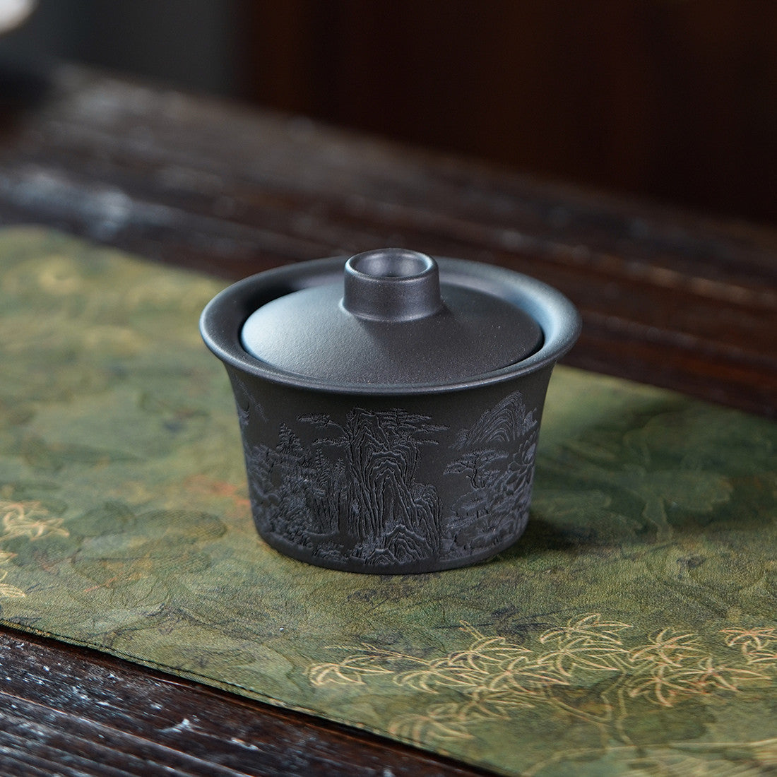 正宗宜兴紫砂杯茶杯杯子盖杯纯手工石黄刻绘盖碗高档礼品