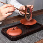宜兴全纯手工原矿紫砂朱泥85CC盖碗茶杯单个高档带盖子防烫泡茶茶具
