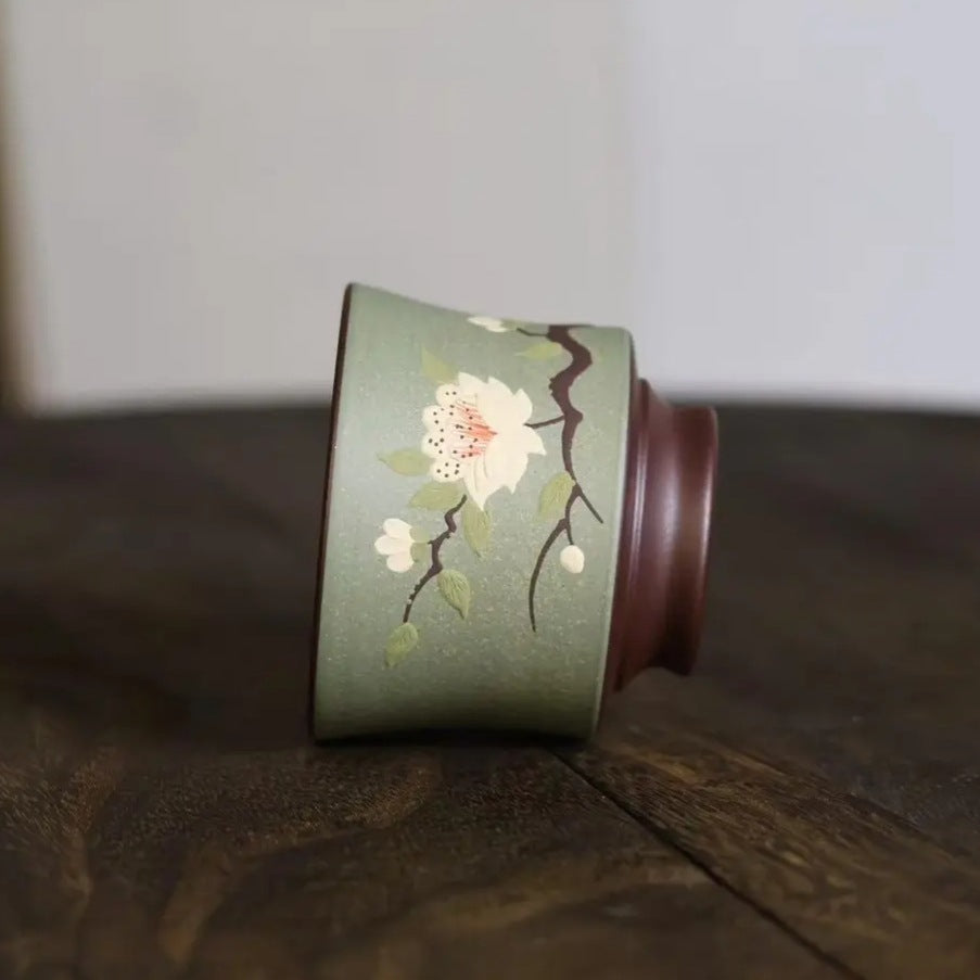 宜兴紫砂彩砂手绘功夫茶具家用简约敬茶碗主人杯品茗杯 160毫升